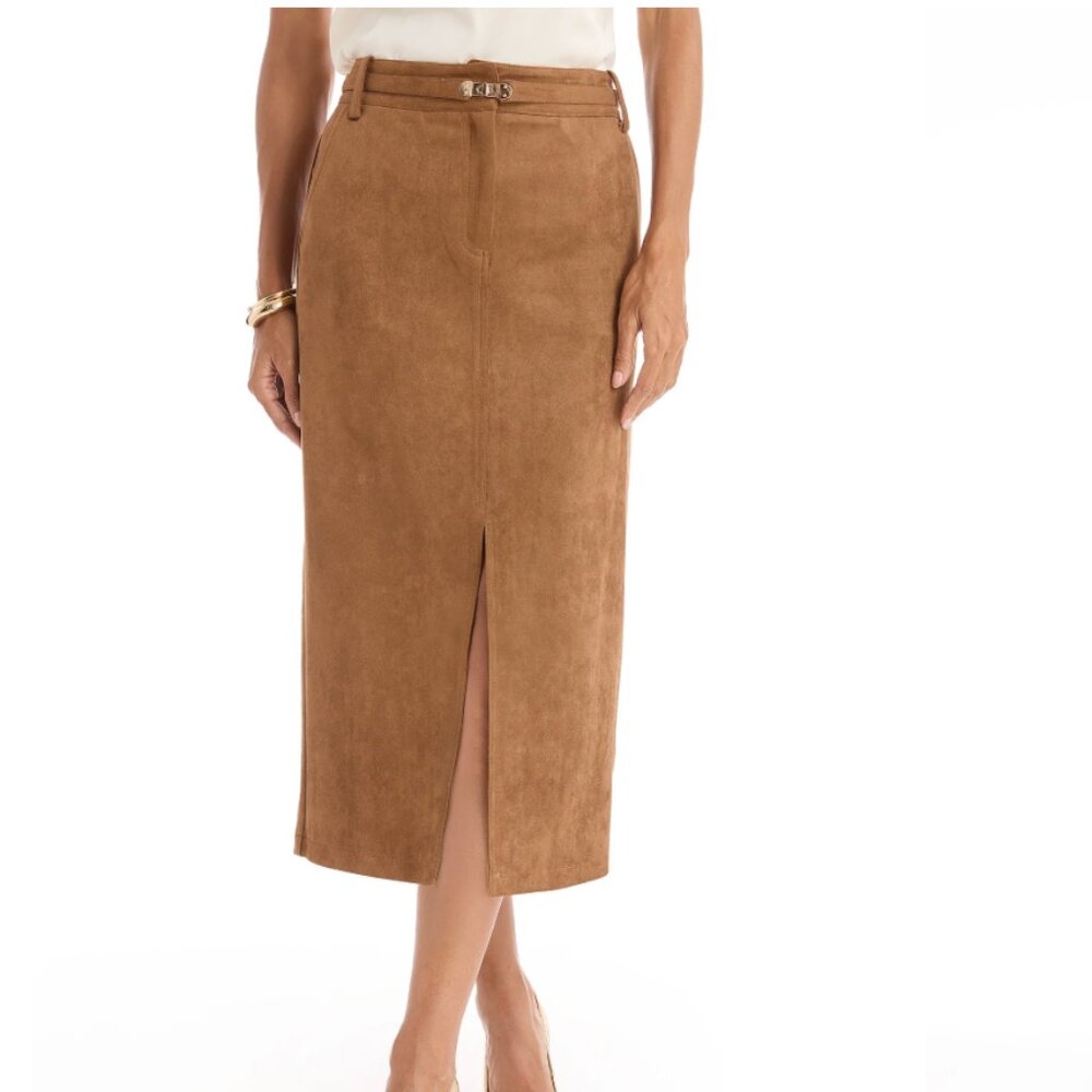 The Nori Shop Kendra Sueded Midi Skirt - Cognac Size XS. NWT!!